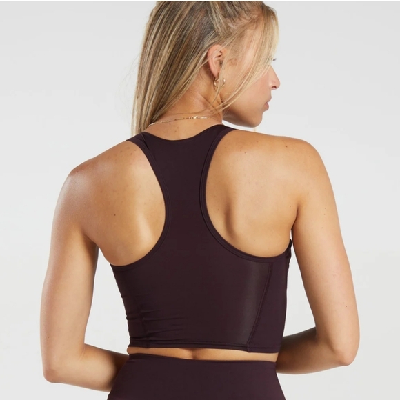 Gymshark Crop Mesh Tank Plum Brown Size Small - Picture 5 of 5